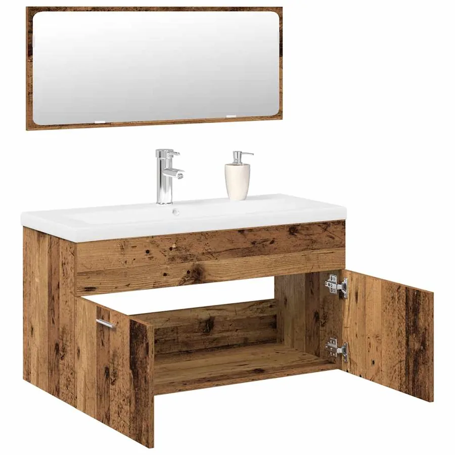 Ensemble de meubles salle de bain 3 pcs bois d'ingénierie