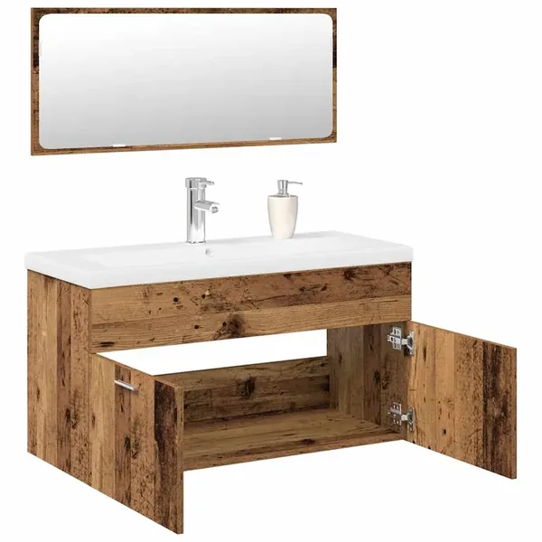Ensemble de meubles salle de bain 3 pcs bois d'ingénierie