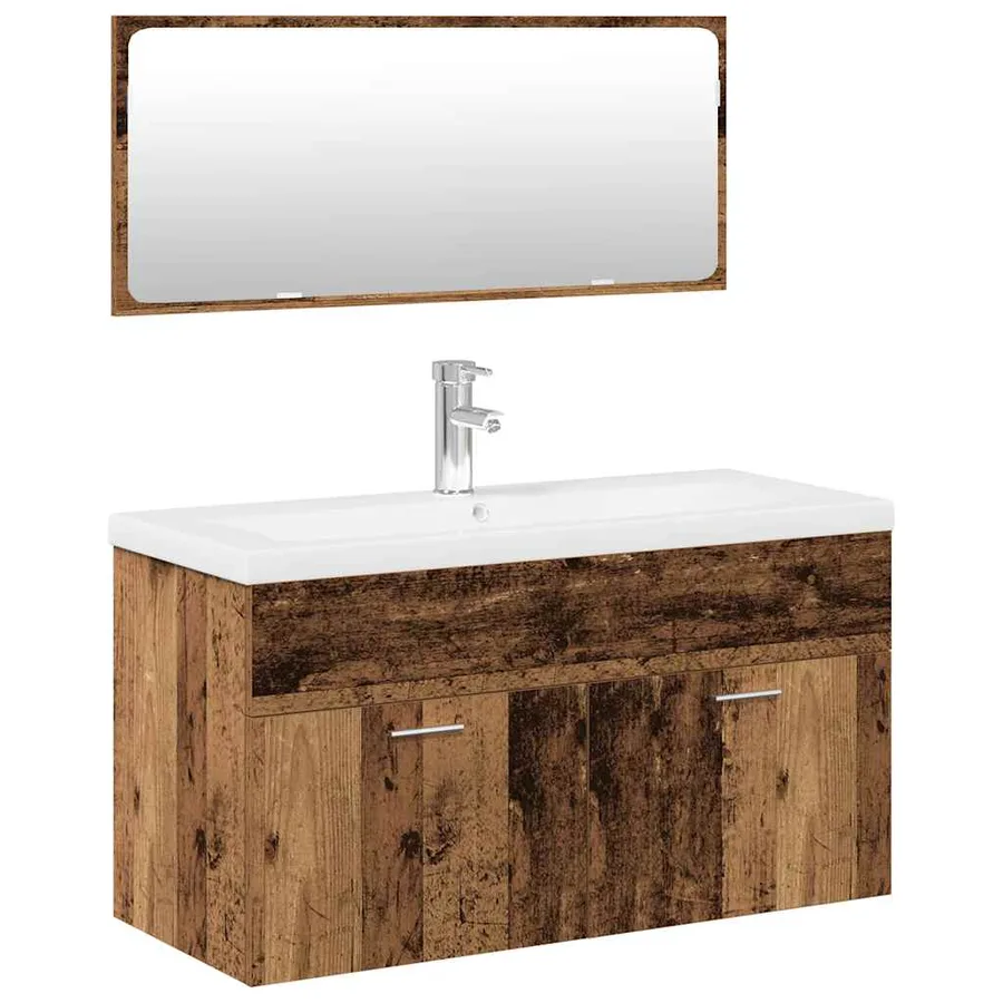 Ensemble de meubles salle de bain 3 pcs bois d'ingénierie - 2