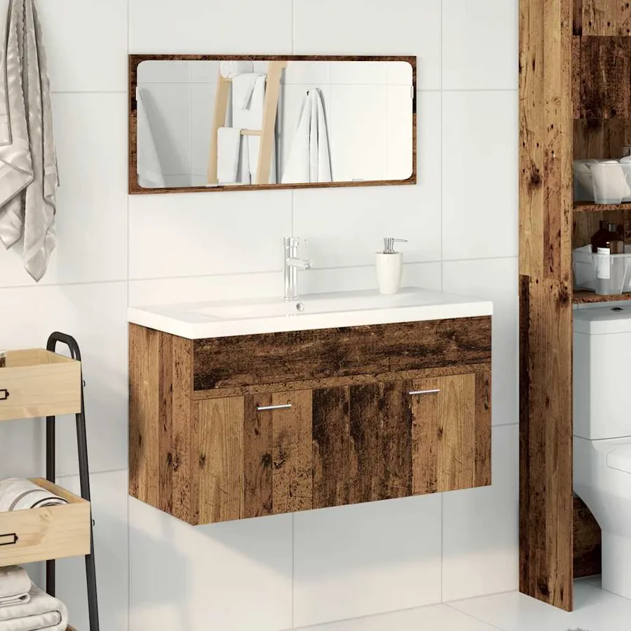 Ensemble de meubles salle de bain 3 pcs bois d'ingénierie - 3