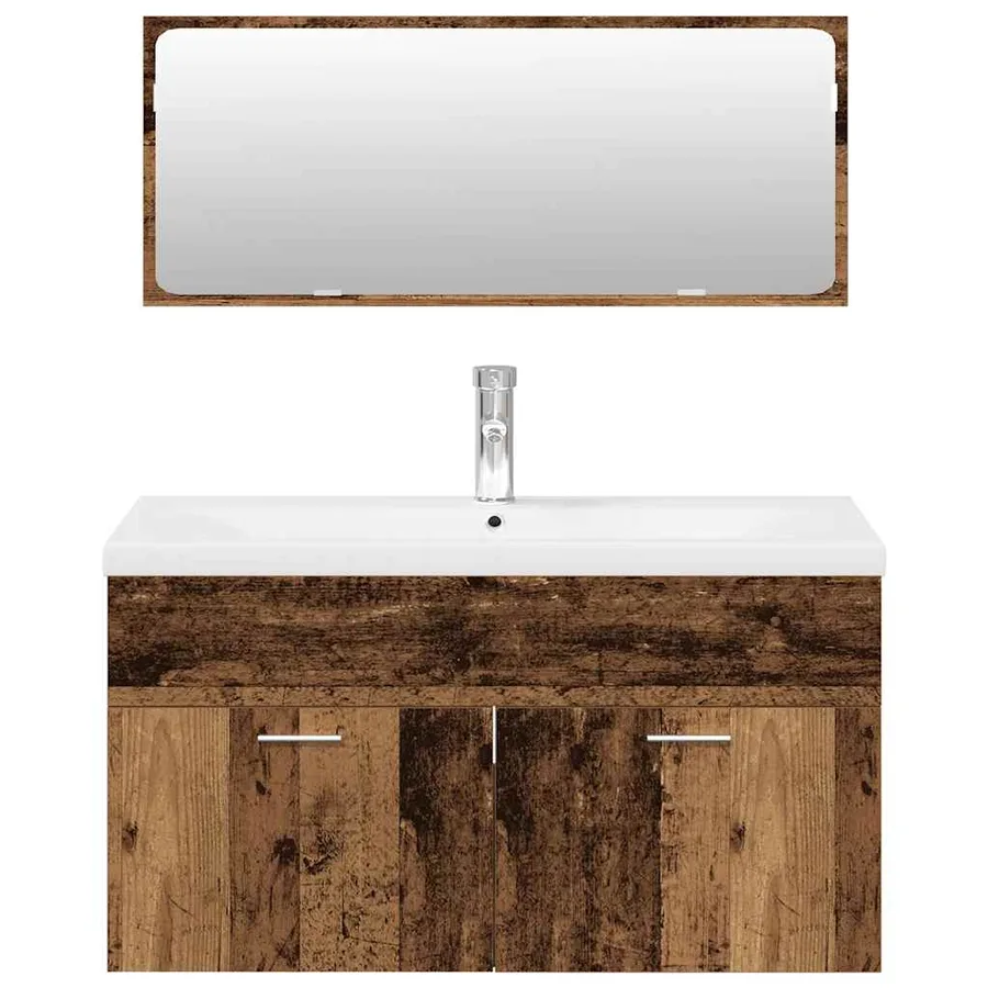 Ensemble de meubles salle de bain 3 pcs bois d'ingénierie - 4
