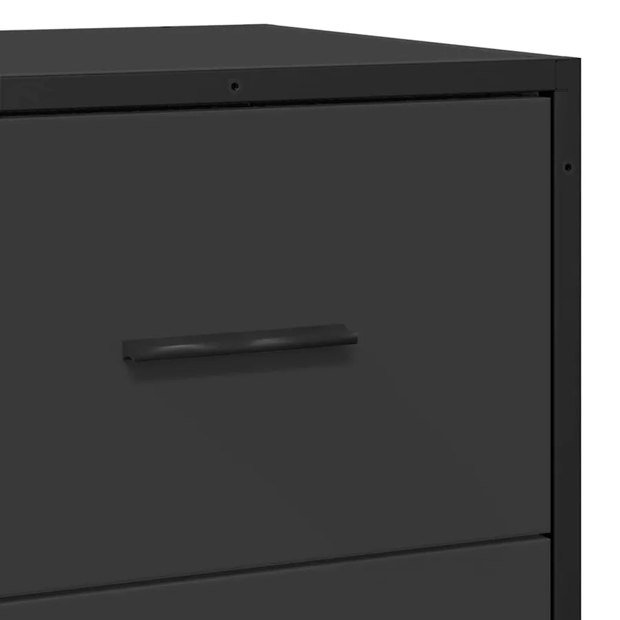 Buffet noir 68x35x76 cm bois d'ingénierie et métal - 8