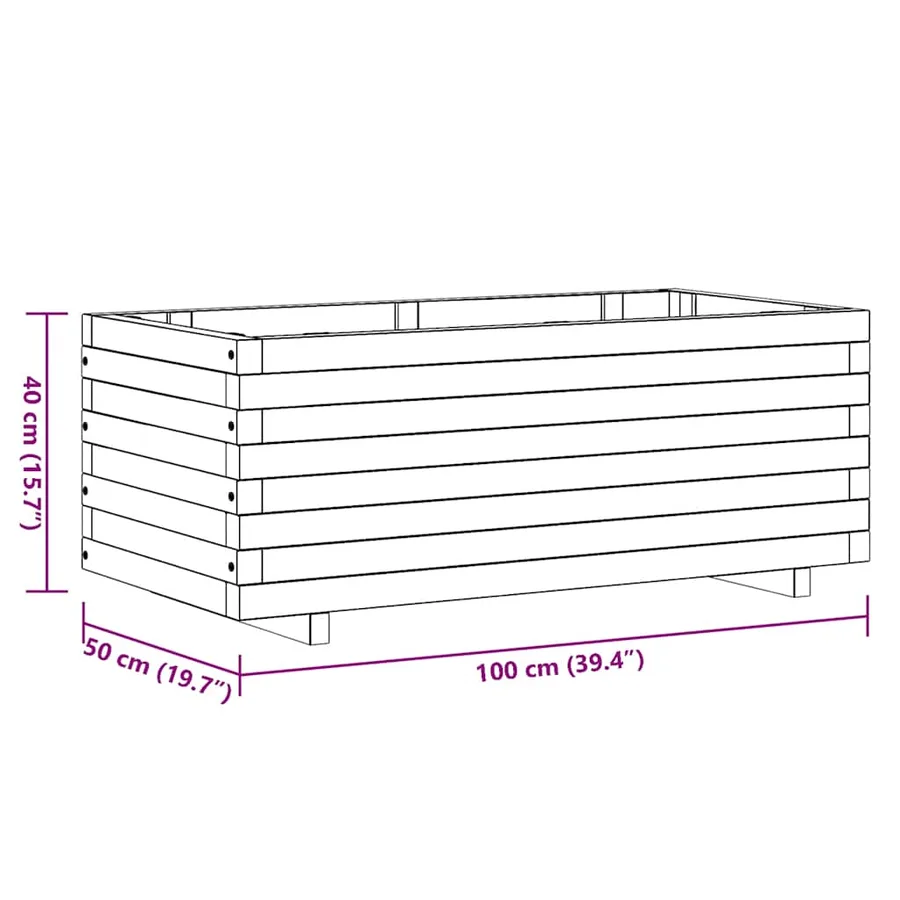 Lit surélevé rectangulaire 100x50x40 cm bois - 10