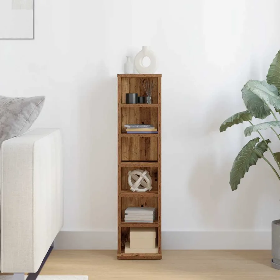Armoire à CD vieux bois 21x20x88 cm bois d'ingénierie - 3