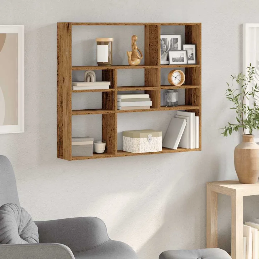 Étagère murale vieux bois 90x16x78 cm bois d'ingénierie