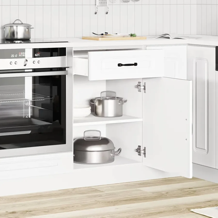 Armoire de cuisine Kalmar blanc bois d'ingénierie