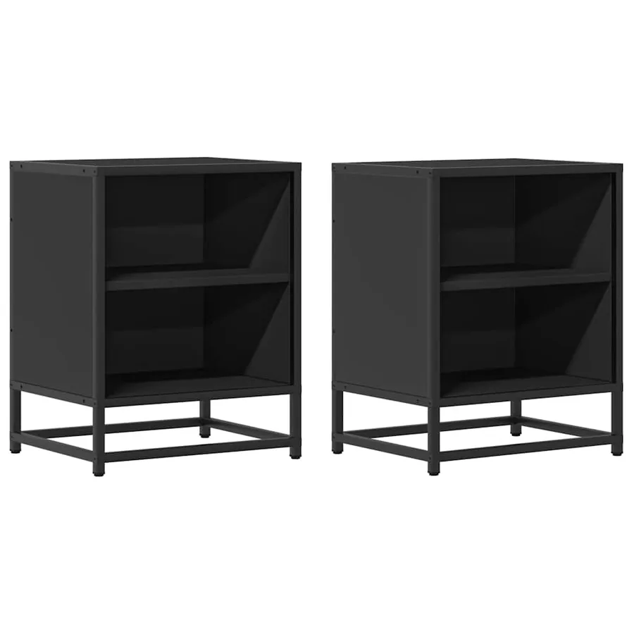 Tables de chevet 2 pcs noir 40x31x50 cm bois d'ingénierie métal - 2