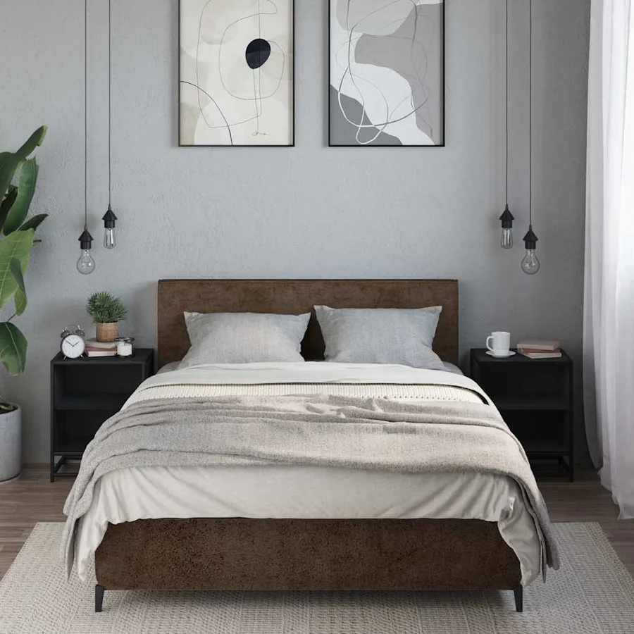 Tables de chevet 2 pcs noir 40x31x50 cm bois d'ingénierie métal - 3