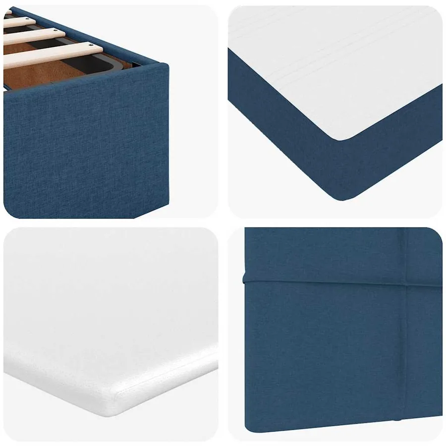 Cadre de lit ottoman avec matelas bleu 160x200 cm tissu - 15