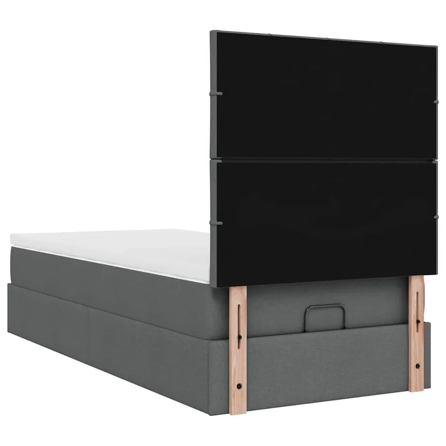 Cadre de lit ottoman avec matelas gris foncé 90x190 cm tissu - 12