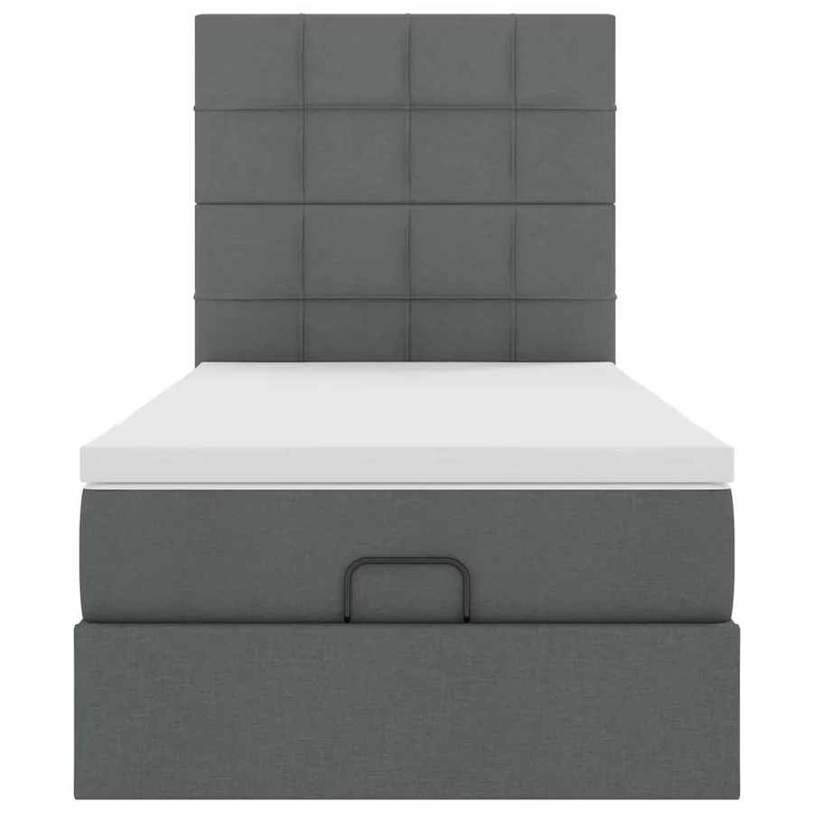 Cadre de lit ottoman avec matelas gris foncé 90x190 cm tissu - 7
