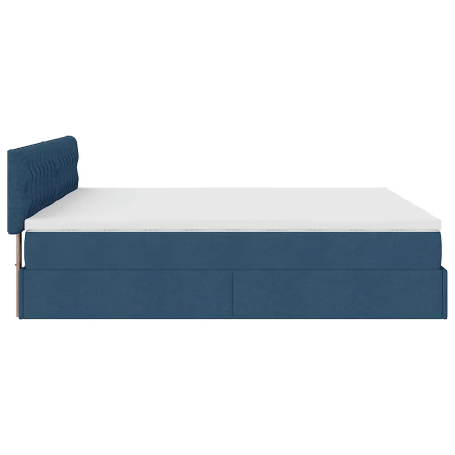 Cadre de lit ottoman avec matelas bleu 160x200 cm tissu - 10