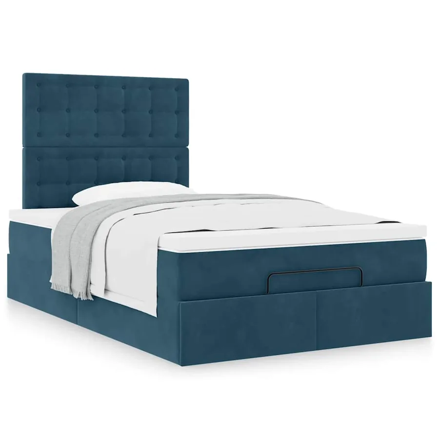 Cadre de lit ottoman avec matelas bleu foncé 120x200 cm velours - 4