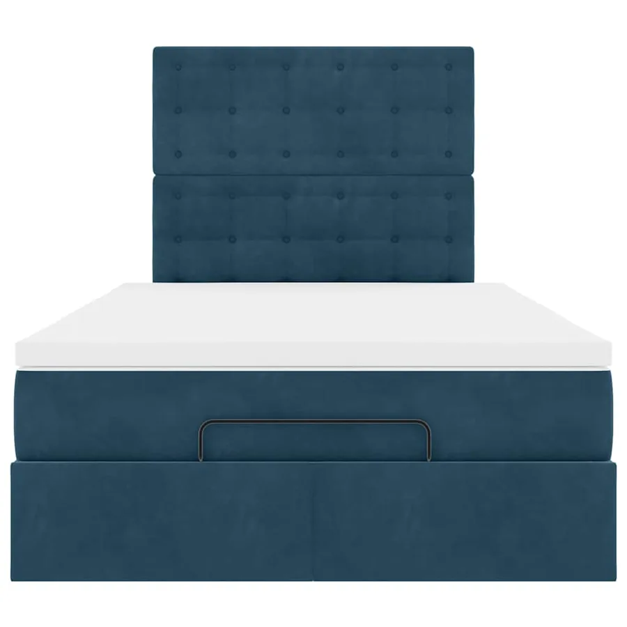 Cadre de lit ottoman avec matelas bleu foncé 120x200 cm velours - 7