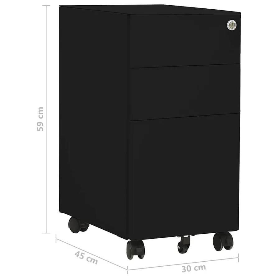Classeur mobile Noir 30x45x59 cm Acier - 12
