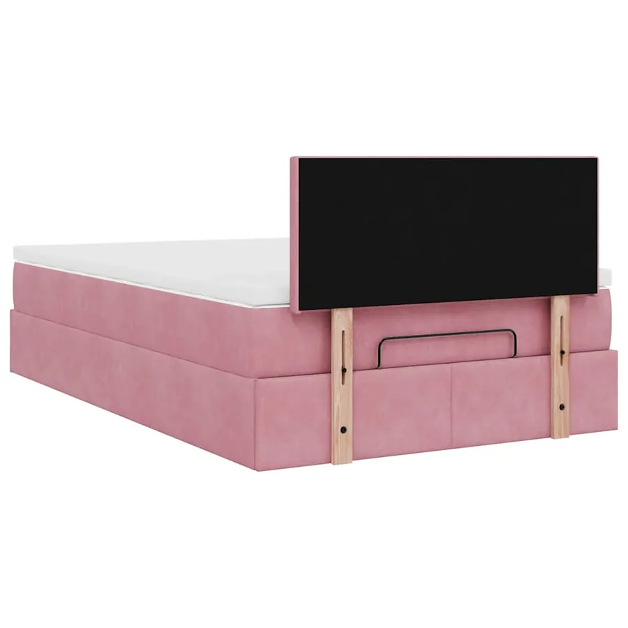 Cadre de lit ottoman avec matelas rose 120x200 cm velours - 10