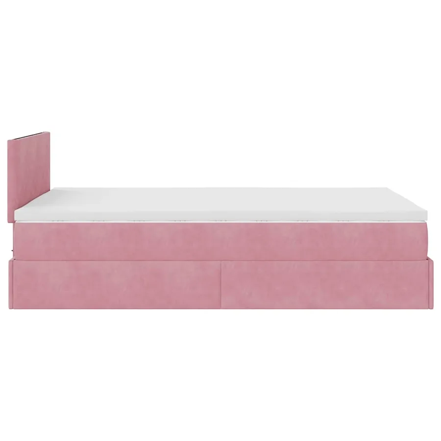 Cadre de lit ottoman avec matelas rose 120x200 cm velours - 9