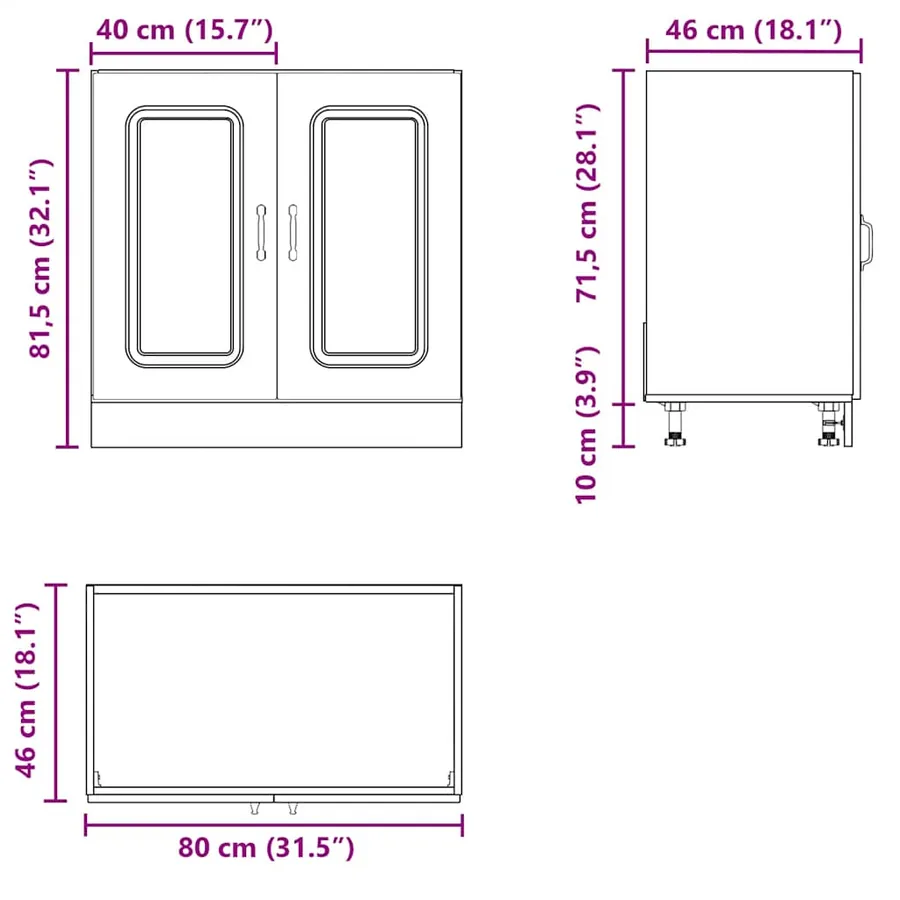Meuble bas pour évier Kalmar blanc brillant 80x46x81,5 cm - 11