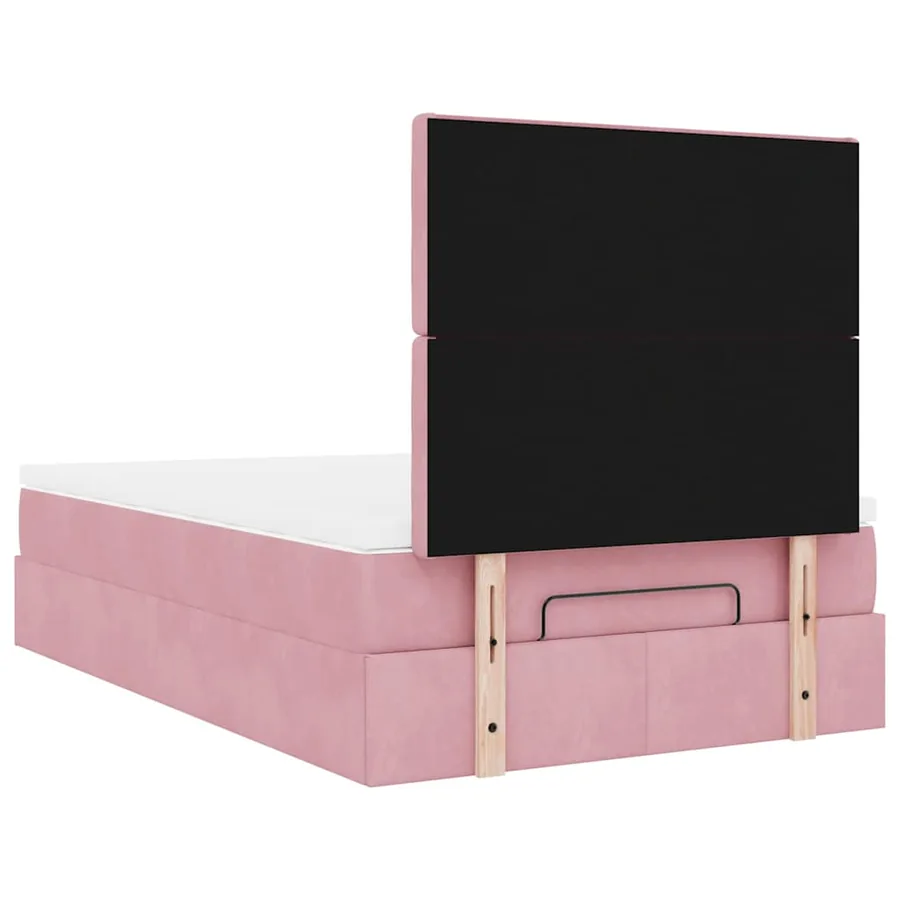 Cadre de lit ottoman avec matelas rose 120x200 cm velours - 10
