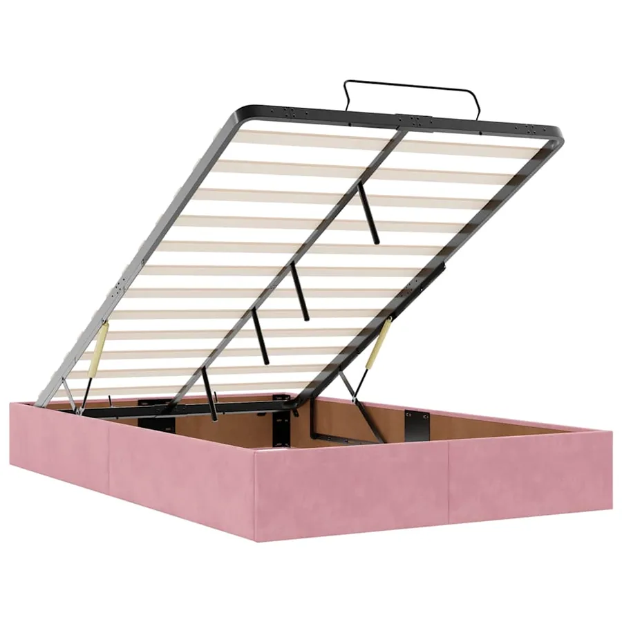 Cadre de lit ottoman avec matelas rose 120x200 cm velours - 11