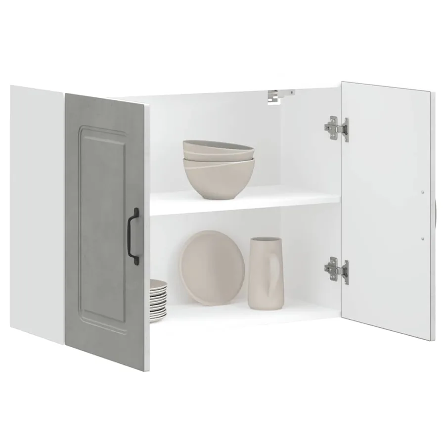 Armoire murale de cuisine Kalmar gris béton bois d'ingénierie - 4