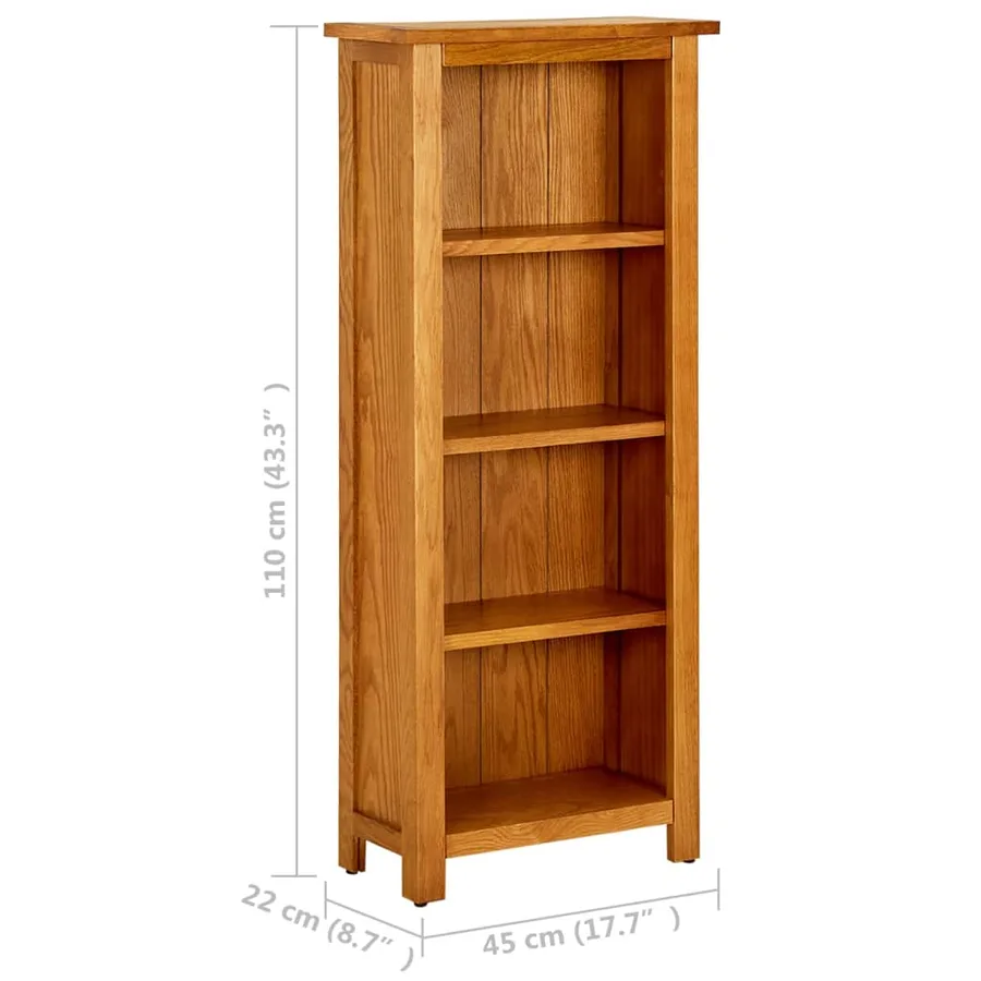 Bibliothèque à 4 niveaux 45x22x110 cm Bois de chêne massif - 6