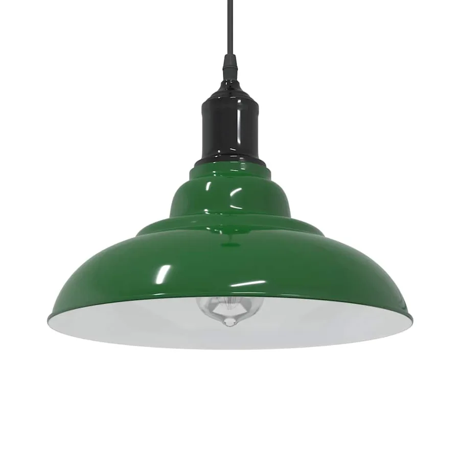 Lampe suspendue réglable hauteur E27 vert brillant Ø 31cm métal