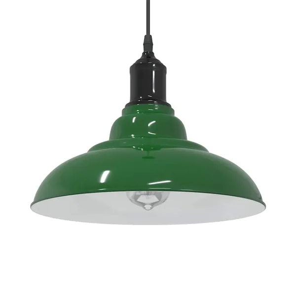 Lampe suspendue réglable hauteur E27 vert brillant Ø 31cm métal