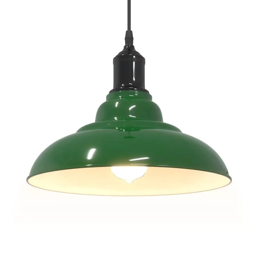 Lampe suspendue réglable hauteur E27 vert brillant Ø 31cm métal - 5