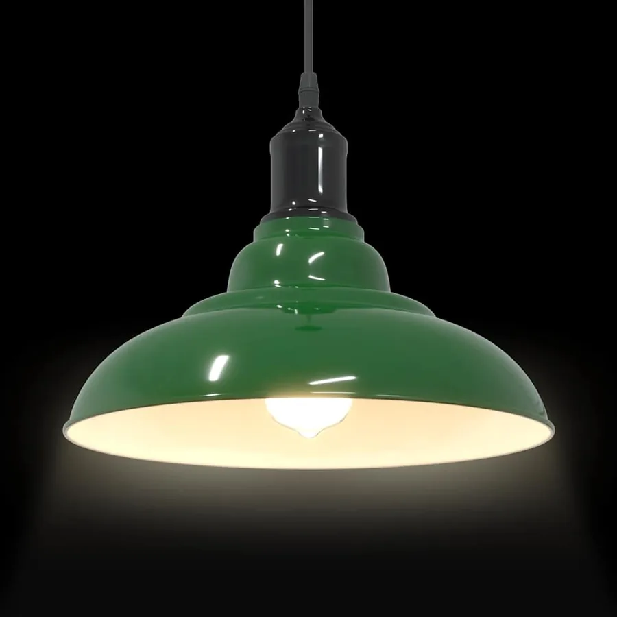 Lampe suspendue réglable hauteur E27 vert brillant Ø 31cm métal - 6