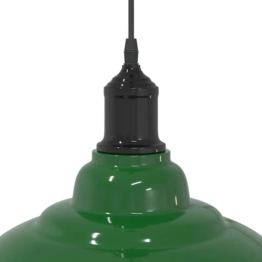 Lampe suspendue réglable hauteur E27 vert brillant Ø 31cm métal - 8
