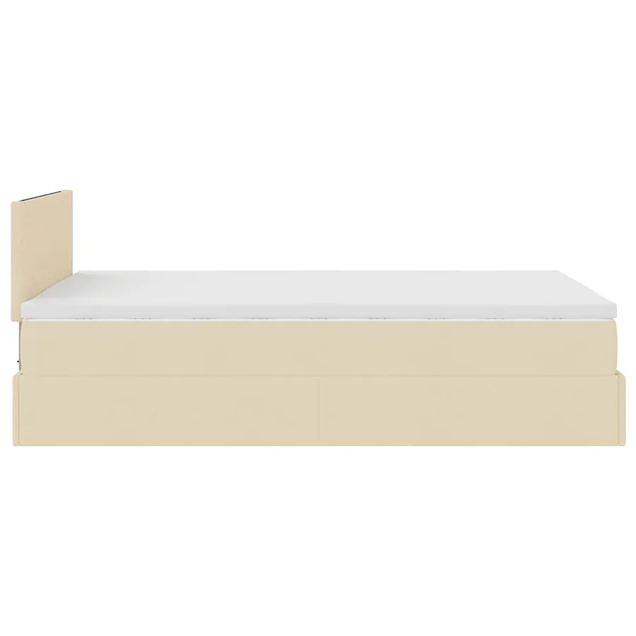 Cadre de lit ottoman avec matelas crème 120x190 cm tissu - 10
