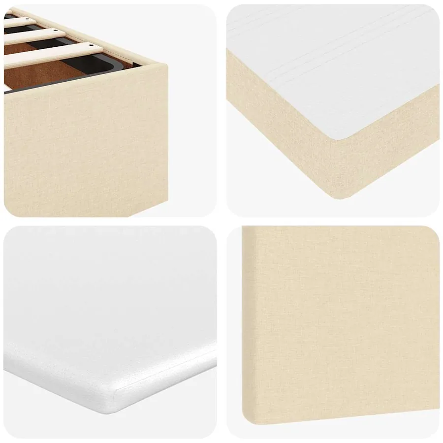 Cadre de lit ottoman avec matelas crème 120x190 cm tissu - 14