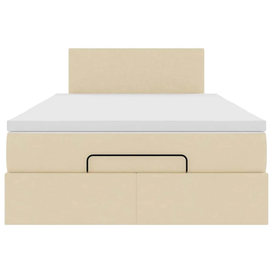 Cadre de lit ottoman avec matelas crème 120x190 cm tissu - 7