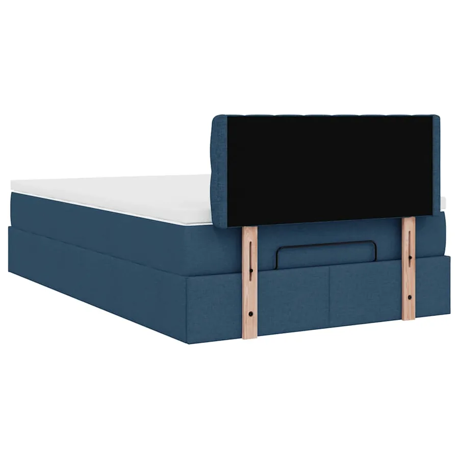 Cadre de lit ottoman avec matelas bleu 120x190 cm tissu - 11