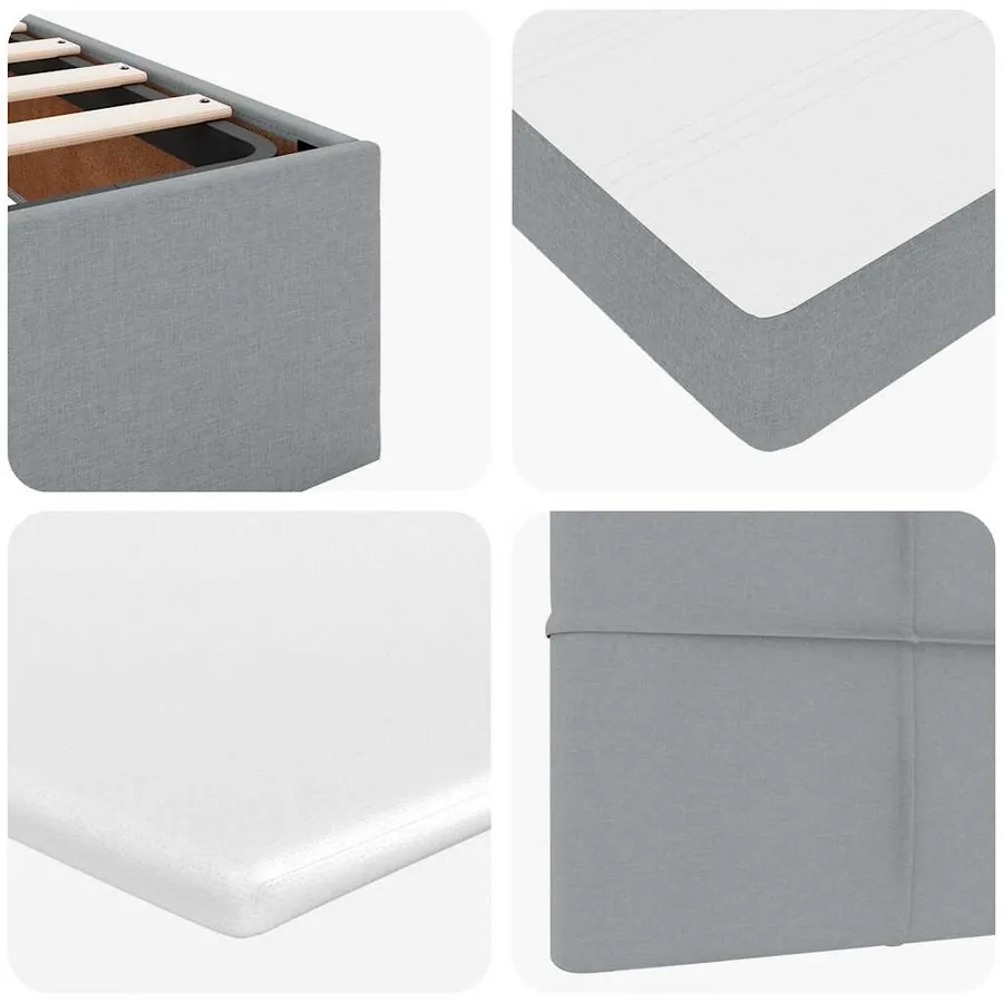 Cadre de lit ottoman et matelas gris clair 140x200 cm tissu - 15