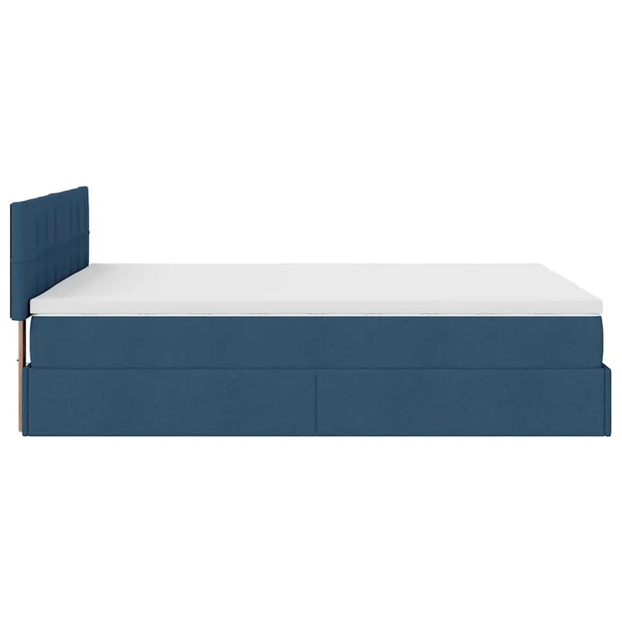 Cadre de lit ottoman avec matelas bleu 140x200 cm tissu - 10