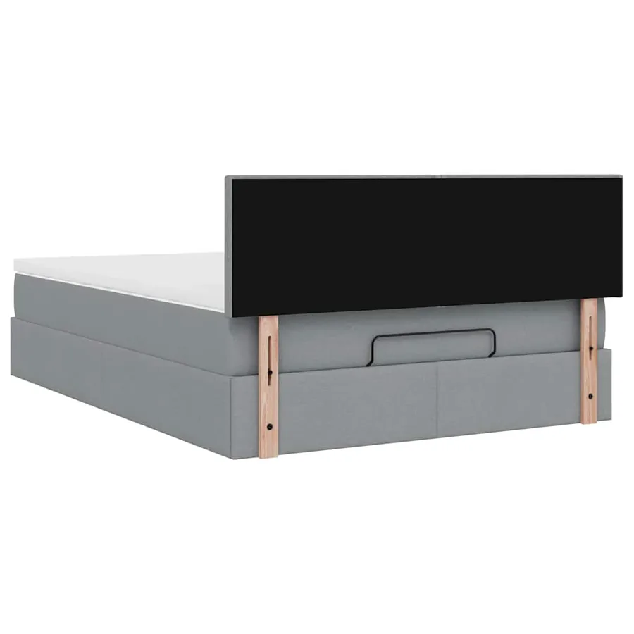 Cadre de lit ottoman et matelas gris clair 140x200 cm tissu - 12