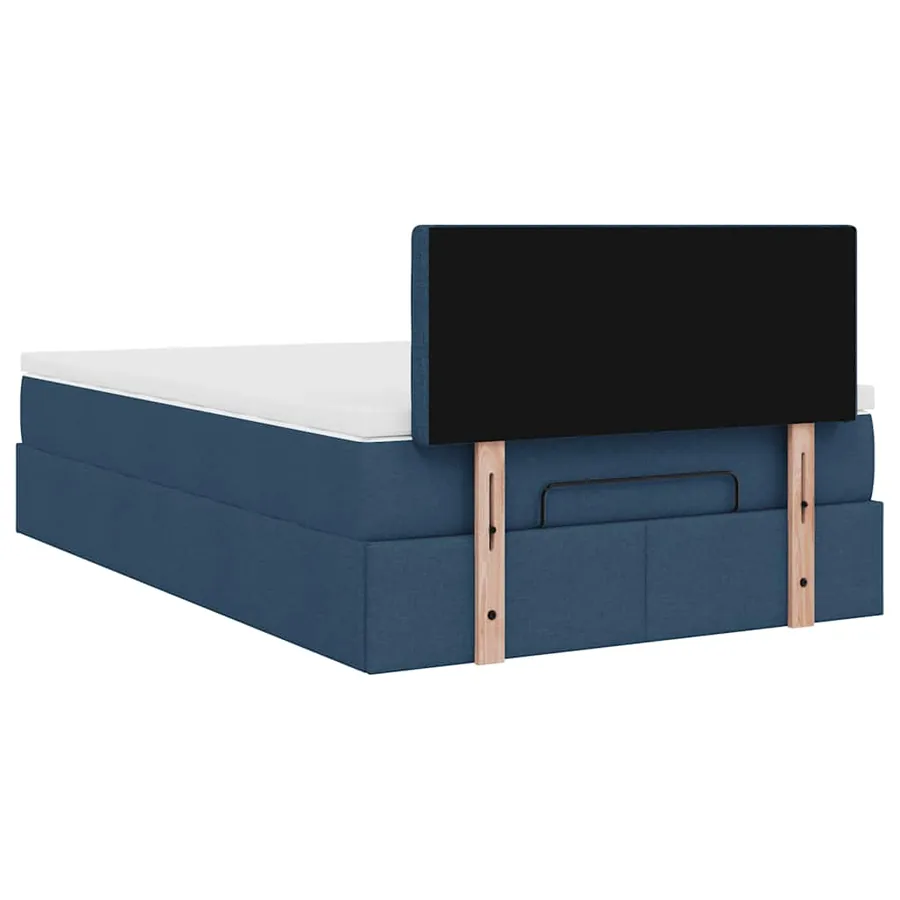 Cadre de lit ottoman avec matelas bleu 120x190 cm tissu - 11