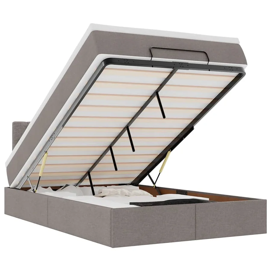 Lit ottoman avec matelas et LED Taupe 120x190 cm tissu - 2