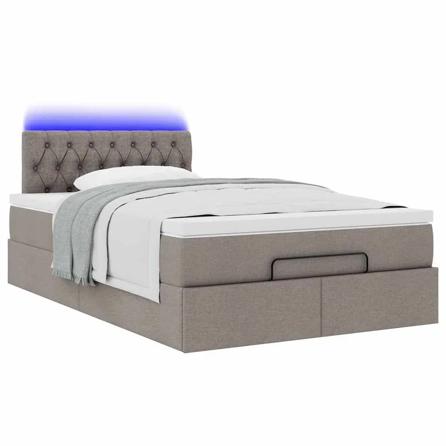 Lit ottoman avec matelas et LED Taupe 120x190 cm tissu - 6