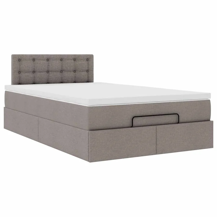Lit ottoman avec matelas et LED Taupe 120x190 cm tissu - 7