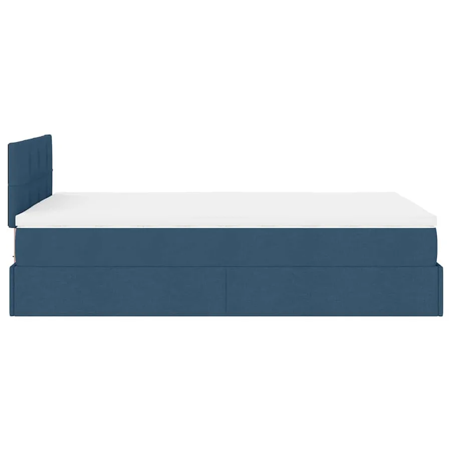 Lit ottoman avec matelas et LED bleu 120x190 cm tissu - 11