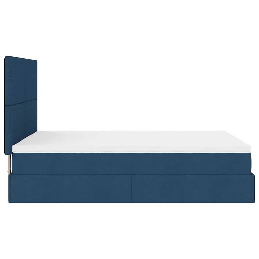 Cadre de lit ottoman avec matelas bleu 140x200 cm tissu - 10