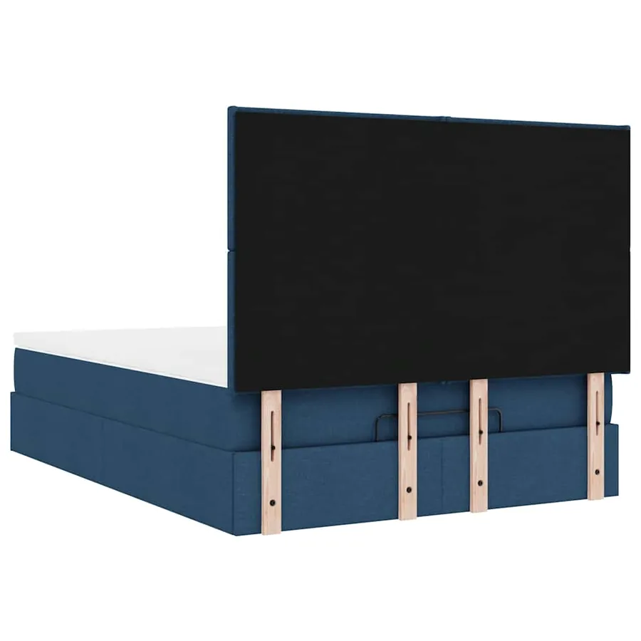 Cadre de lit ottoman avec matelas bleu 140x200 cm tissu - 11