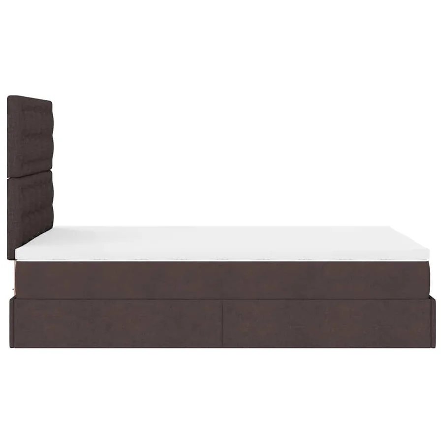 Cadre de lit ottoman avec matelas marron foncé 120x190 cm tissu - 10
