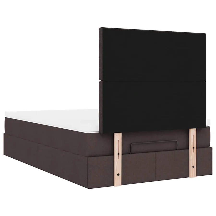 Cadre de lit ottoman avec matelas marron foncé 120x190 cm tissu - 11