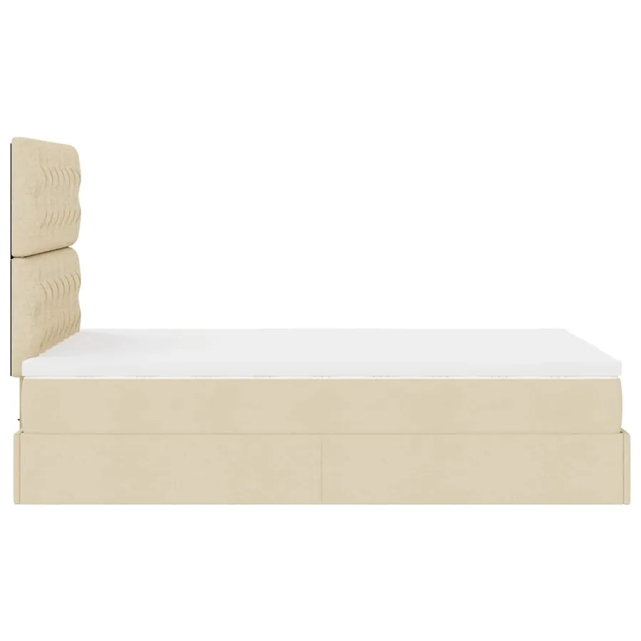 Cadre de lit ottoman avec matelas crème 120x190 cm tissu - 11