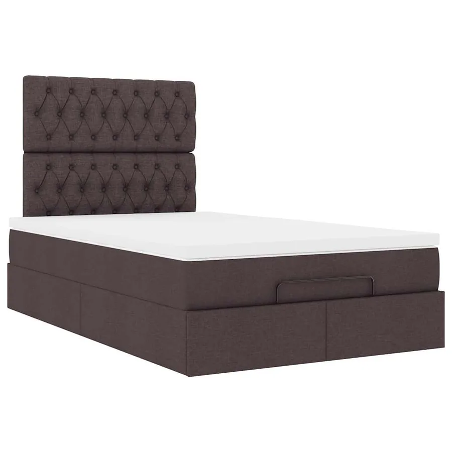 Cadre de lit ottoman avec matelas marron foncé 120x190 cm tissu - 7