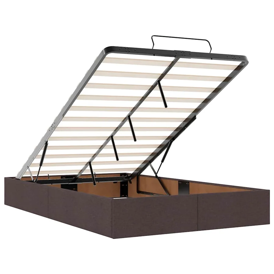 Cadre de lit ottoman avec matelas marron foncé 120x190 cm tissu - 12